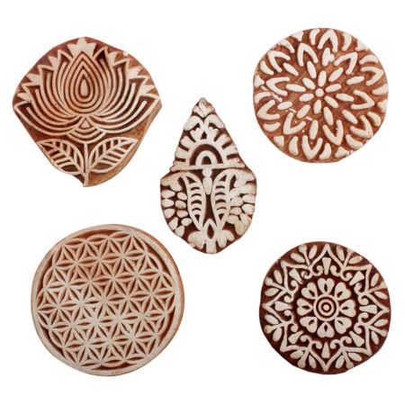 Set of 5 Piece New Mix Wooden Printing Blocks